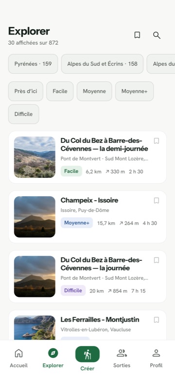 L’exploration par massif et par envie